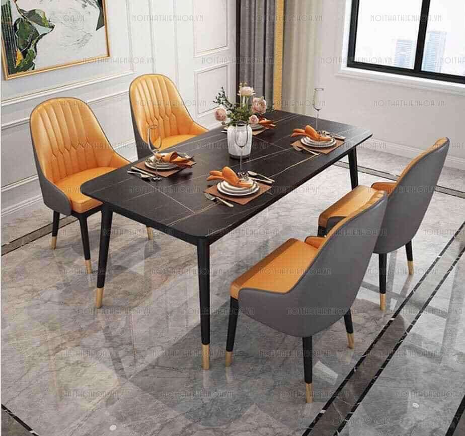 Bộ bàn ăn 4 ghế mặt đá hiện đại