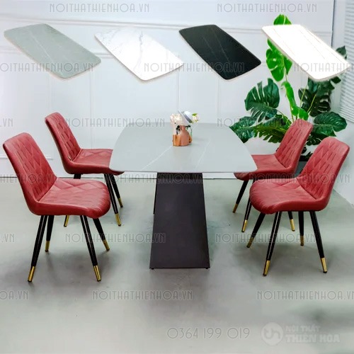 Bộ bàn ăn 4 ghế mặt đá hiện đại sang trọng