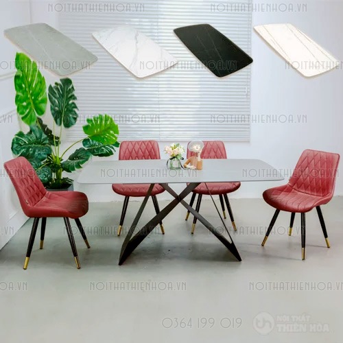 Bộ bàn ăn 4 ghế mặt đá hiện đại sang trọng