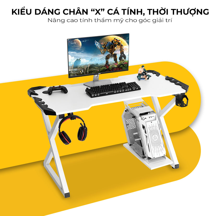 Bàn Gaming X-Razer Full Trắng - Kiểu dáng chân X cá tính, thời thượng