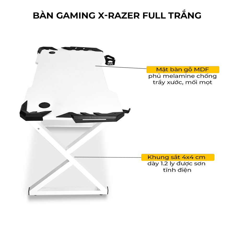 Bàn Gaming X-Razer Full Trắng  (2)