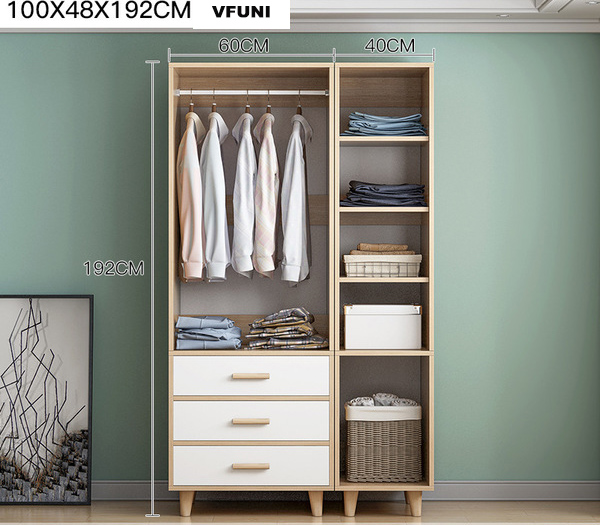 Tủ quần áo cánh mở kèm kệ trang trí gỗ công nghiệp TA-154