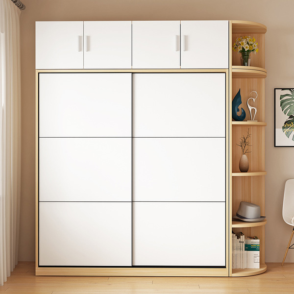 Tủ quần áo 2 cánh lùa kèm kệ trang trí gỗ công nghiệp TA-141