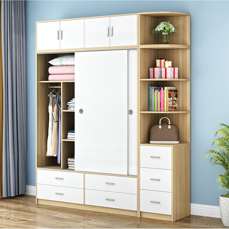 tủ quần áo cánh lùa kèm kệ trang trí TA-163