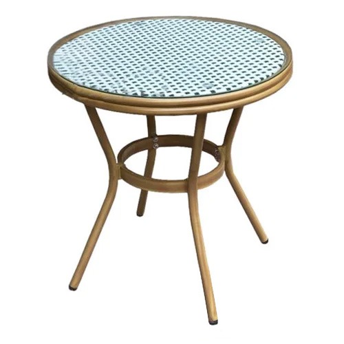 Bàn cafe giả mây mặt kính ngoài trời cao cấp- Mã: T192