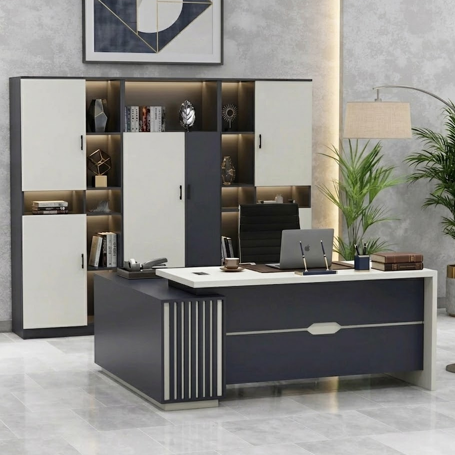 Bàn Làm Việc Quản Lý Hiện Đại Sọc Trang Trí Tinh Tế