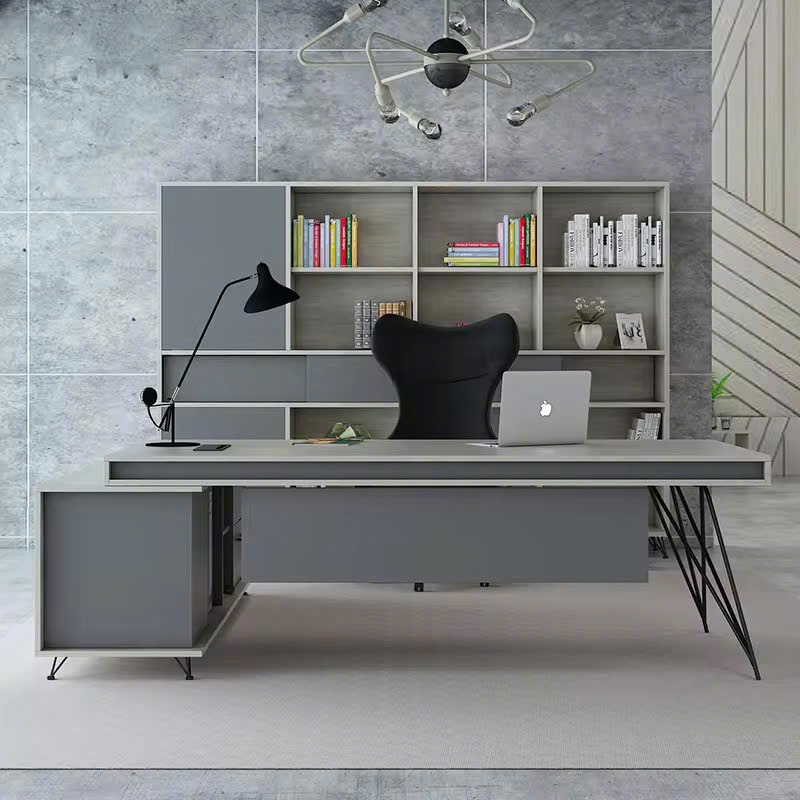 Bàn Giám Đốc Thiết Kế Chân Sắt Đan Có Tủ Tiện Lợi