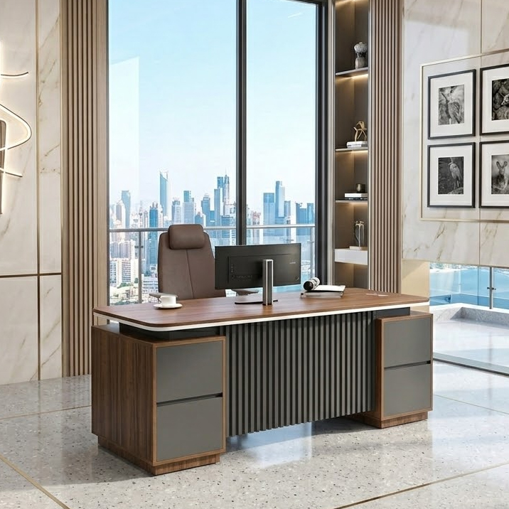 Bàn Giám Đốc Họa Tiết Nan Sóng BGĐ125