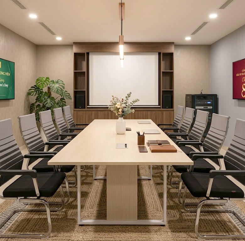 Bàn họp văn phòng chân sắt phối gỗ BH-11