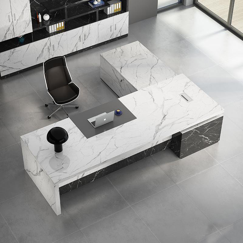 Bàn lãnh đạo, giám đốc chữ L vân đá Nomi