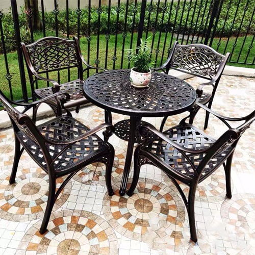 Bộ bàn ghế ngoài trời phong cách tân cổ điển – Mã: T145-4×279