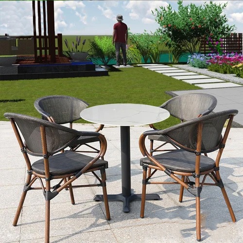 Bộ bàn ghế cafe mặt đá sân vườn 4 ghế- Mã: T194D-4x281A