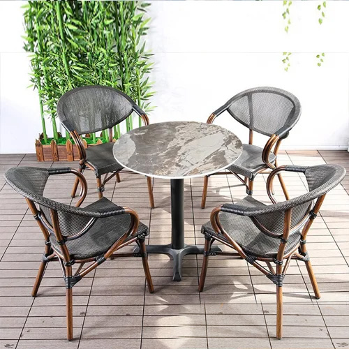 Bộ bàn ghế cafe mặt đá sân vườn 4 ghế