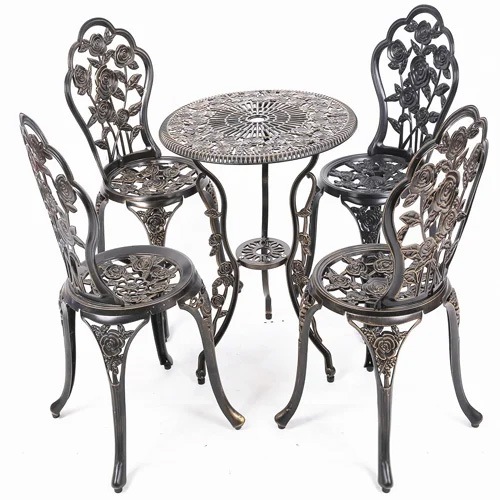 Bộ bàn ghế cafe nhôm đúc nghệ thuật sân vườn- Mã: T143A-4x276A