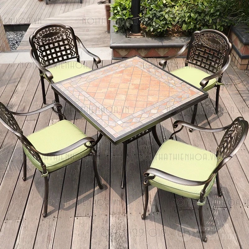Bộ bàn ghế ngoài sân 4 ghế mặt đá- Mã: T146D-4x279AN