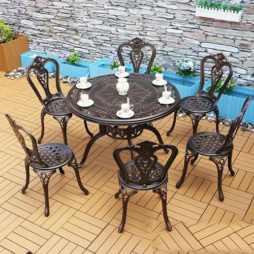 Bộ bàn ghế ngoài trời nhôm đúc cao cấp- Mã: T189-6x277E