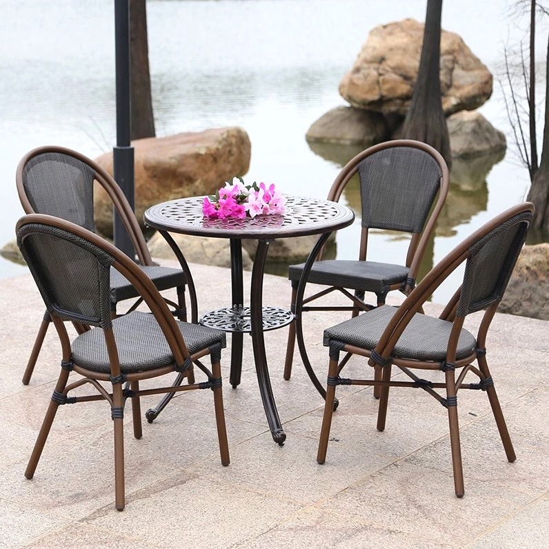 Bộ bàn ghế ngoài trời nhôm đúc vải lưới- Mã: T145-4x282A