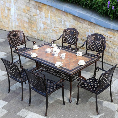 Bộ bàn ghế nhôm đúc mặt đá sân vườn- Mã: T190LD-6x279B