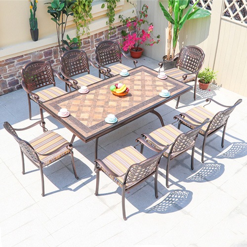 Bộ bàn ghế nhôm đúc ngoài trời- Mã: T190LD-8x279AN