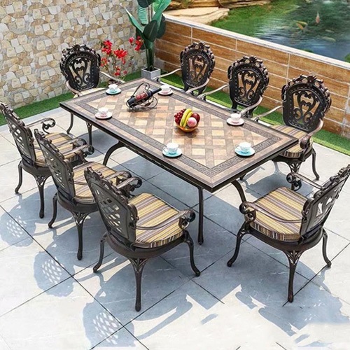 Bộ bàn ghế nhôm đúc ngoài trời- Mã: T190LD-8x278N