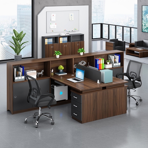 Bàn làm việc nhóm 2 người liền tủ kệ CBTK-29