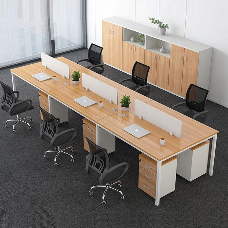 Modul bàn văn phòng 6 người trắng đen