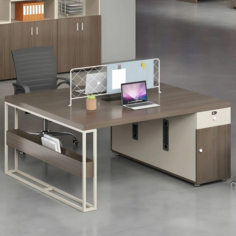 Cụm Bàn Làm Việc 2 Người Chân Sắt Khung Vuông Chắc Chắn - BC117