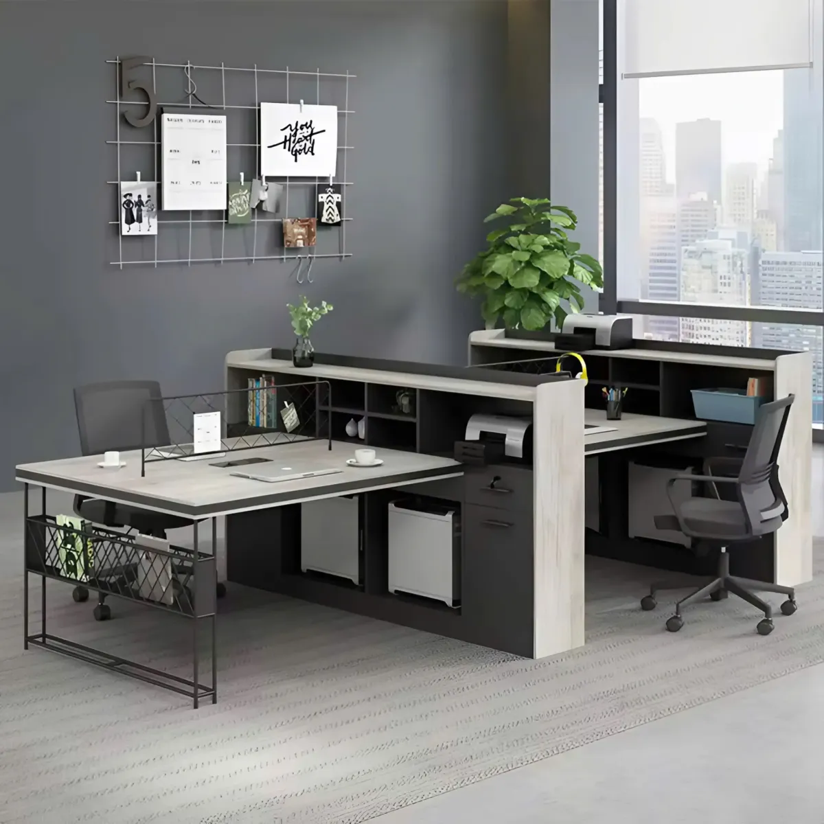 Cụm Bàn Làm Việc 4 Chỗ Thiết Kế Chuyên Nghiệp