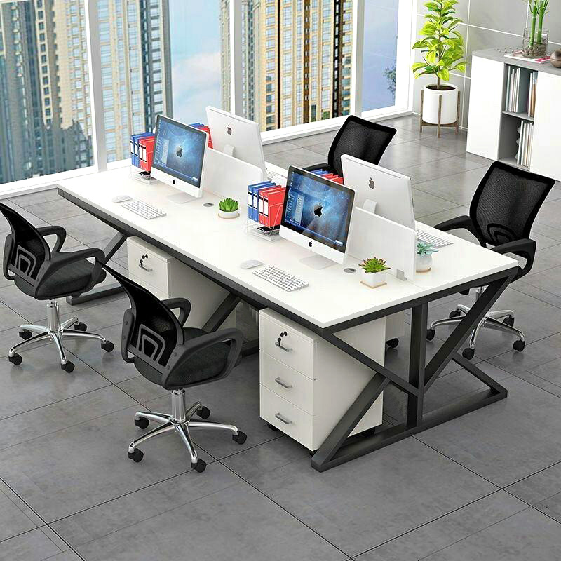 Bàn làm việc liền 4 chỗ chân sắt Xavia TD