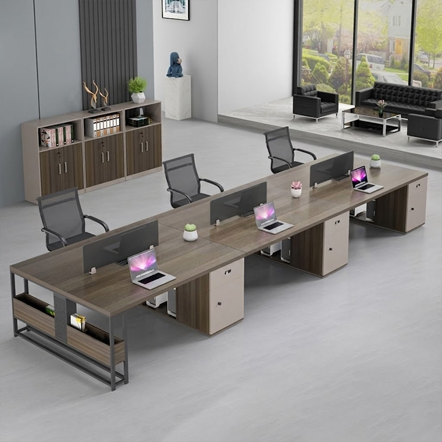 Bàn Làm Việc Nhân Viên Nhóm 6 Người Đa Tủ Năng Hiện Đại