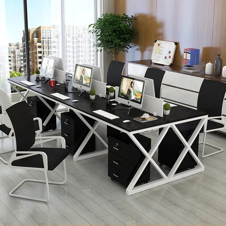 Cụm bàn 6 người làm việc văn phòng Xavia trắng đen CBTP-Xavia6