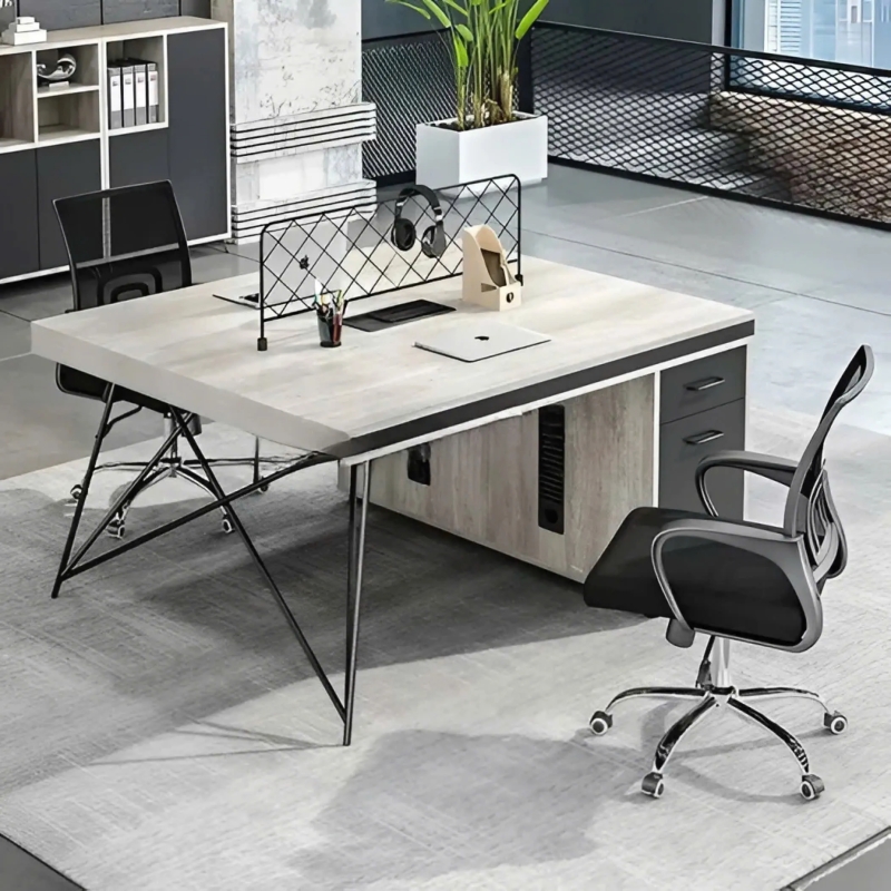 Bàn Văn Phòng Nhóm 2 Người Gỗ MDF Có Hộc Tủ Tiện Dụng