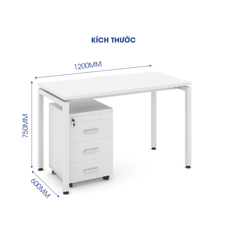 Bàn làm việc trắng chân vuông EC12T-T