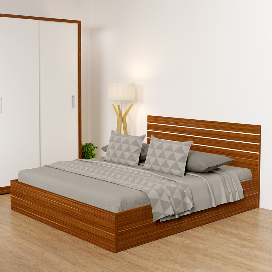 Giường gỗ công nghiệp 6041 kẻ chỉ trắng