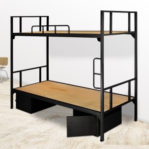 GT-04_Giường sắt 2 tầng đen có hộc giá rẻ