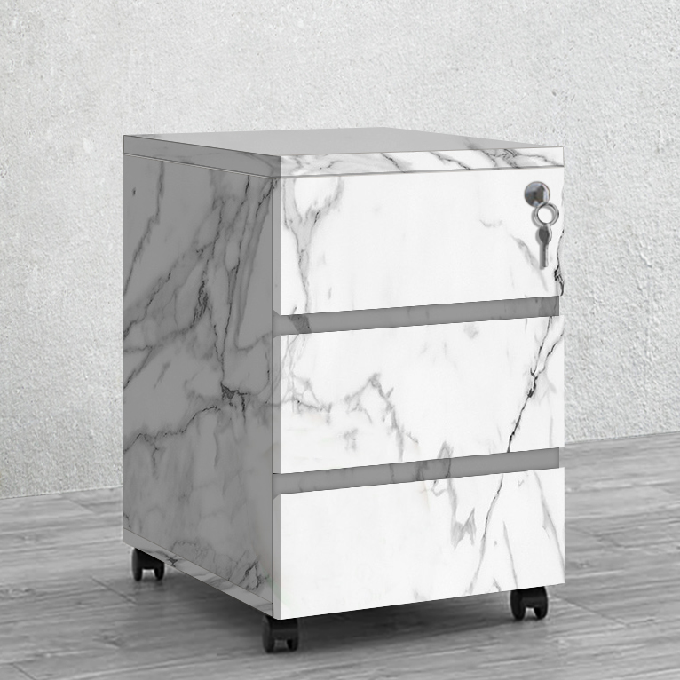Hộc tủ di động 3 ngăn vân đá marble