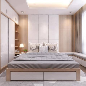 Bộ phòng ngủ tủ cánh lùa kịch trần kèm giá để đồ - 02