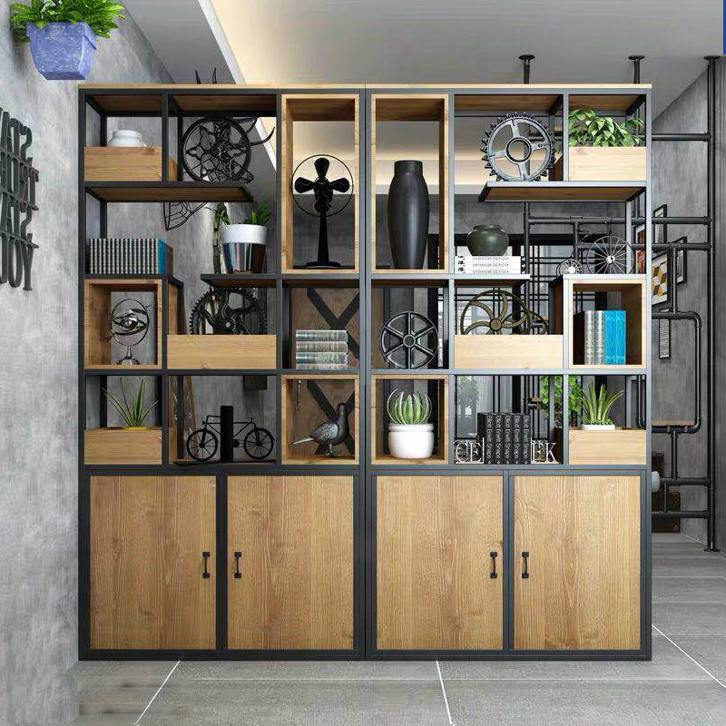 Kệ trang trí khung sắt gỗ mdf hiện đại KTT25