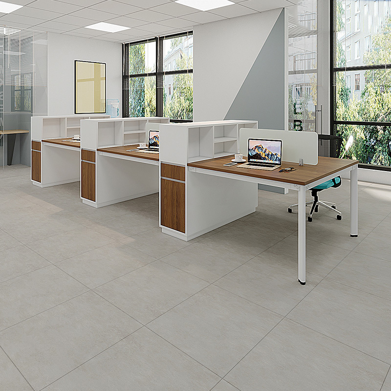 Bàn văn phòng 6 người liền tủ kệ OVC6-4312
