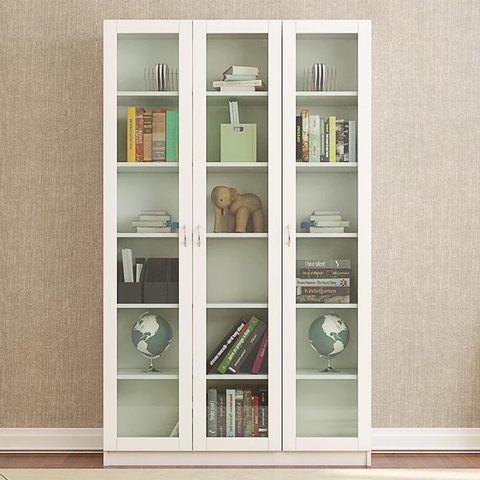 Tủ sách, tài liệu 3 cánh kính dài gỗ mdf - TL 04