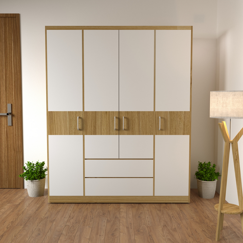 Tủ quần áo 4 cánh vân gỗ giá tốt