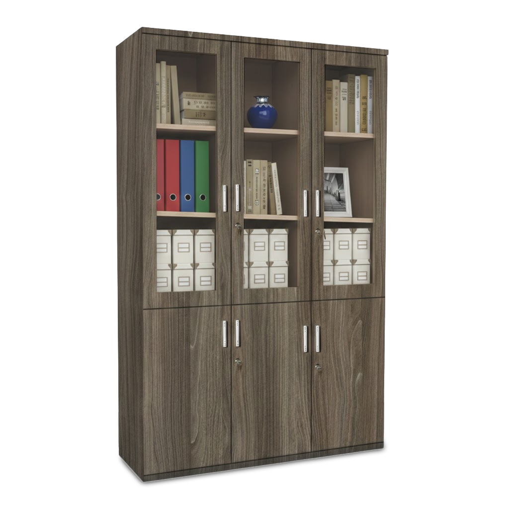 Tủ hồ sơ 3 cánh kính vân óc chó đẹp