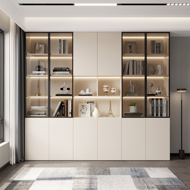 Tủ tài liệu trang trí kính có đèn led -TL 76