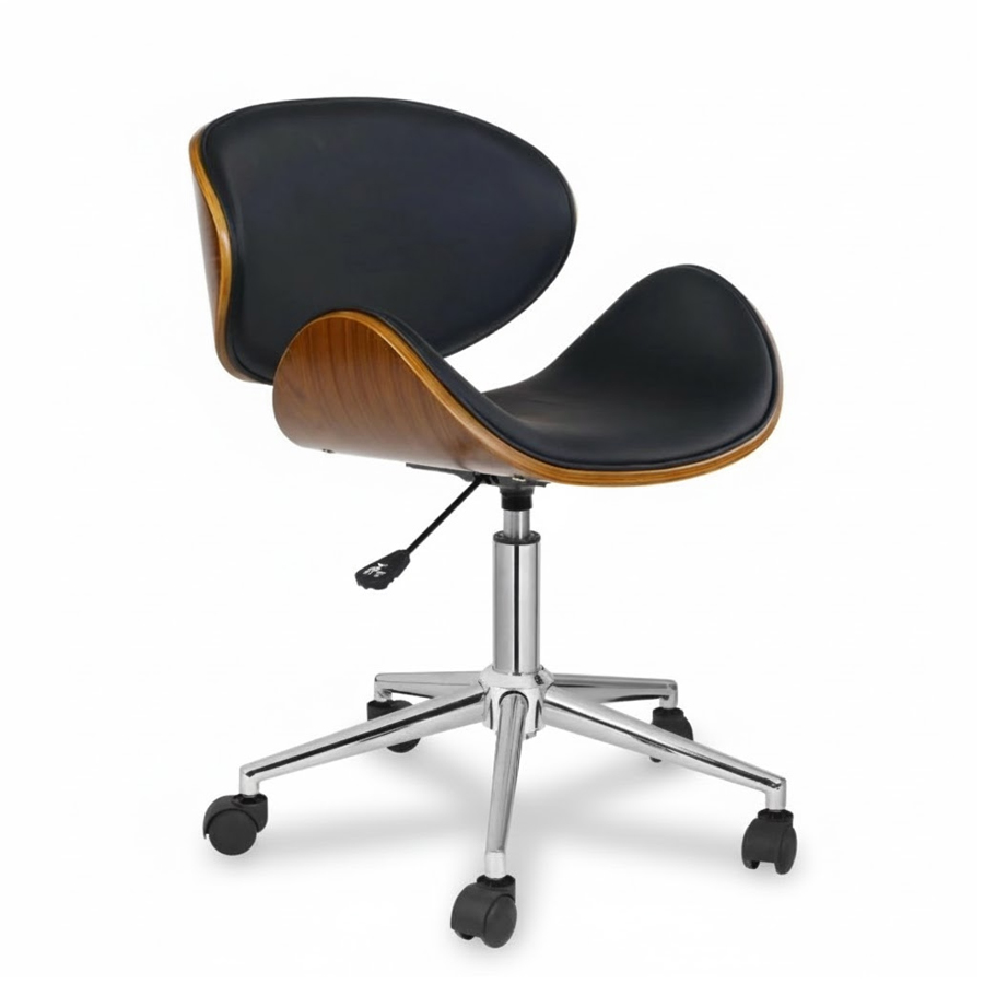 Ghế chân xoay lưng gỗ đệm da - GX26