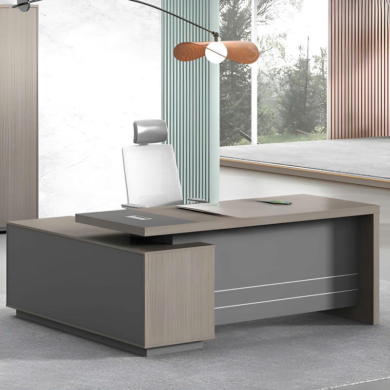 Bàn Giám Đốc Góc L Liền Tủ Thấp - BGĐ12